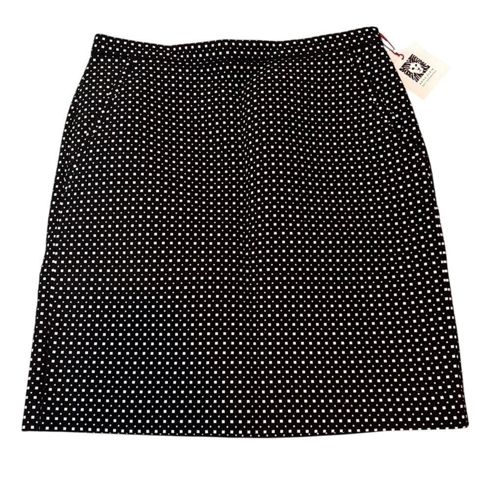 Anne Klein NWT Polka Dot Pencil Skirt Black White High Waist Career Size 6